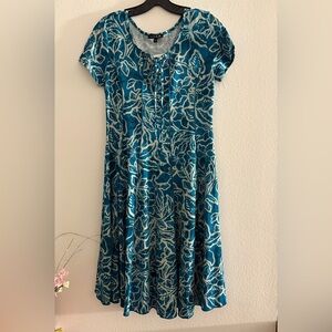 SAMI & JO BLUE  FLORAL  High Low Dress SIZE S  STRETCH